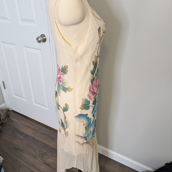 SOLD Sue Wong Cream Asymmetrical Floral Dress Size 14 - Picture 7 of 7